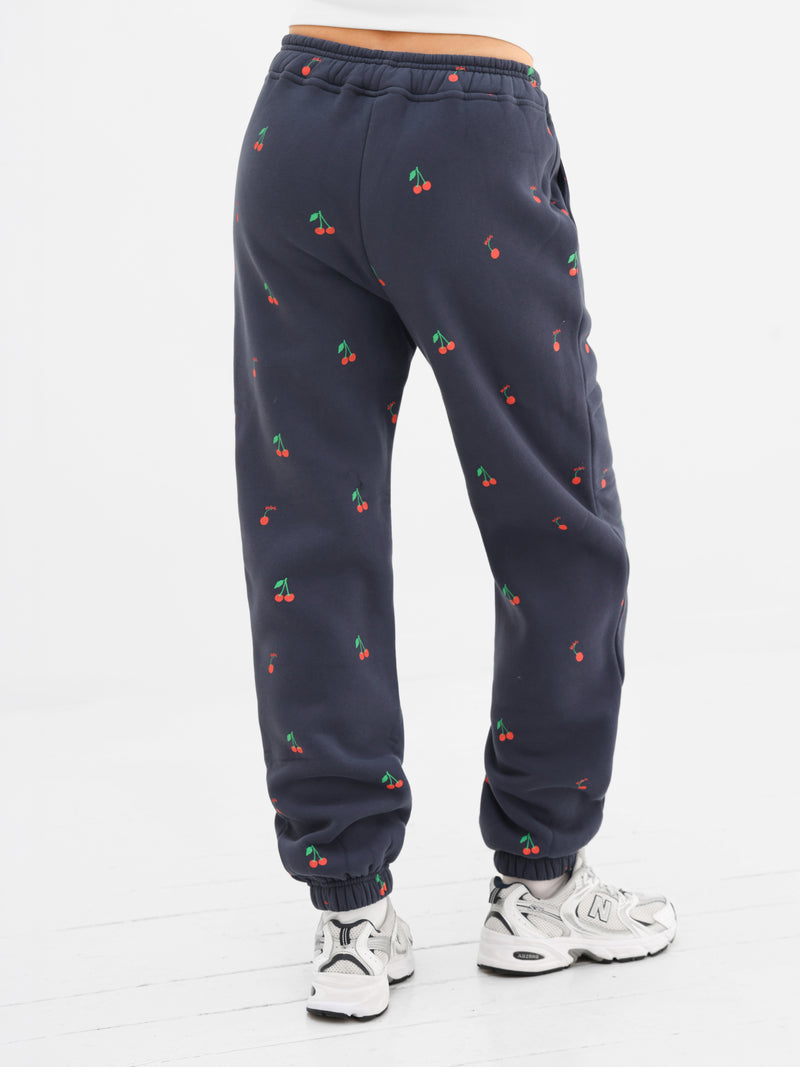 Rhea Cherry Print Cuffed Sweatpants - True Navy
