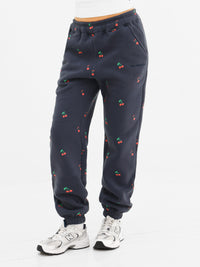 Rhea Cherry Print Cuffed Sweatpants - Echte Marine