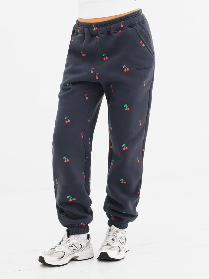 Rhea Cherry Print Cuffed Sweatpants - Echte Marine