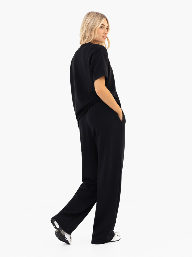 Soft Waffle Oversized T-Shirt - Schwarz