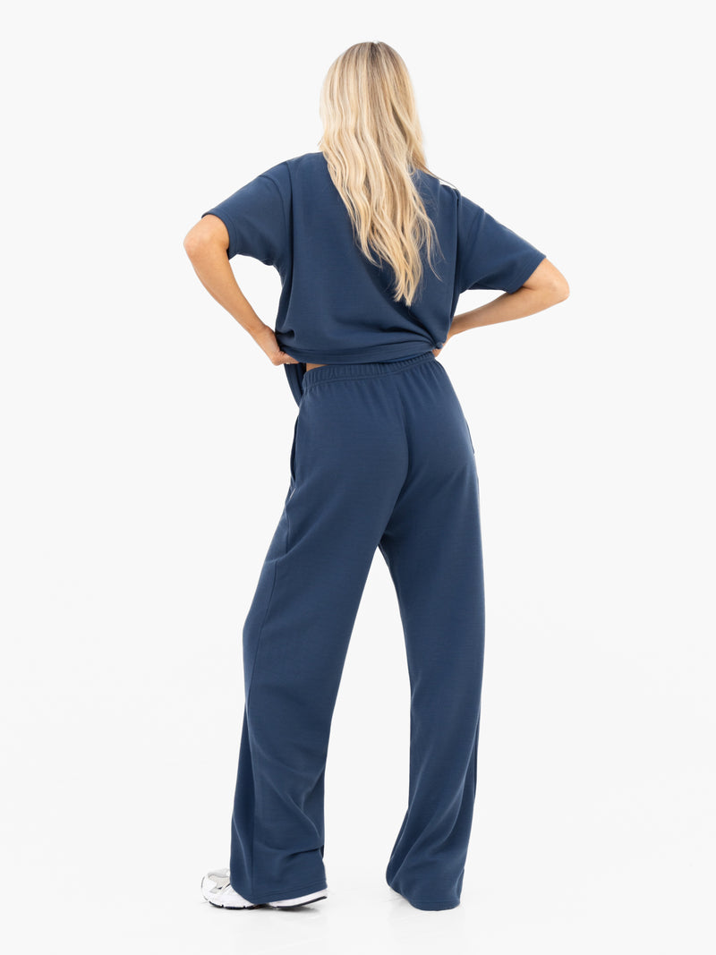 Soft Waffle Oversized T-Shirt - Blau