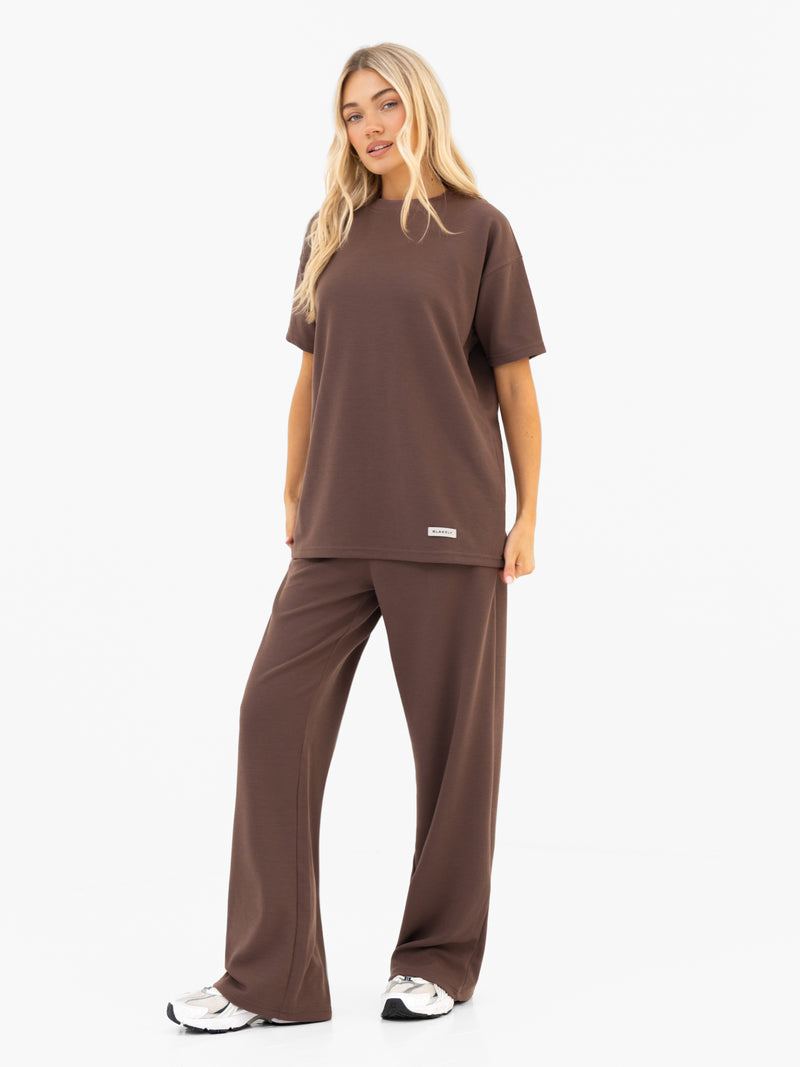 Soft Waffle Oversized T-Shirt - Braun