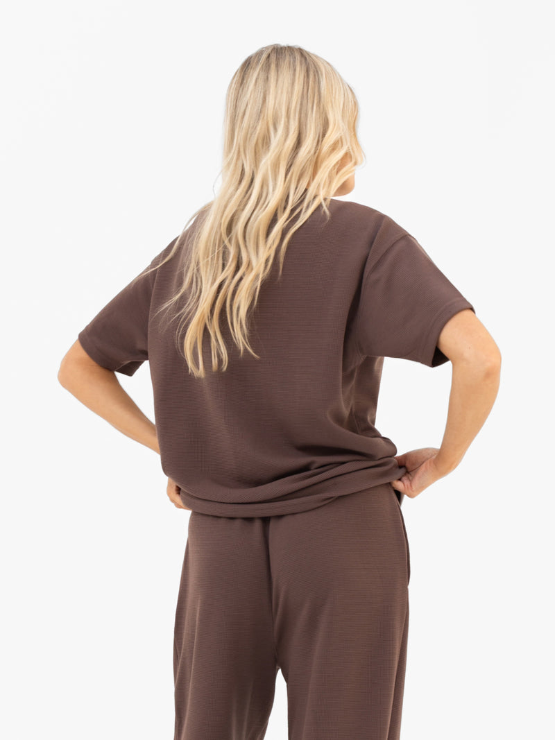 Soft Waffle Oversized T-Shirt - Braun