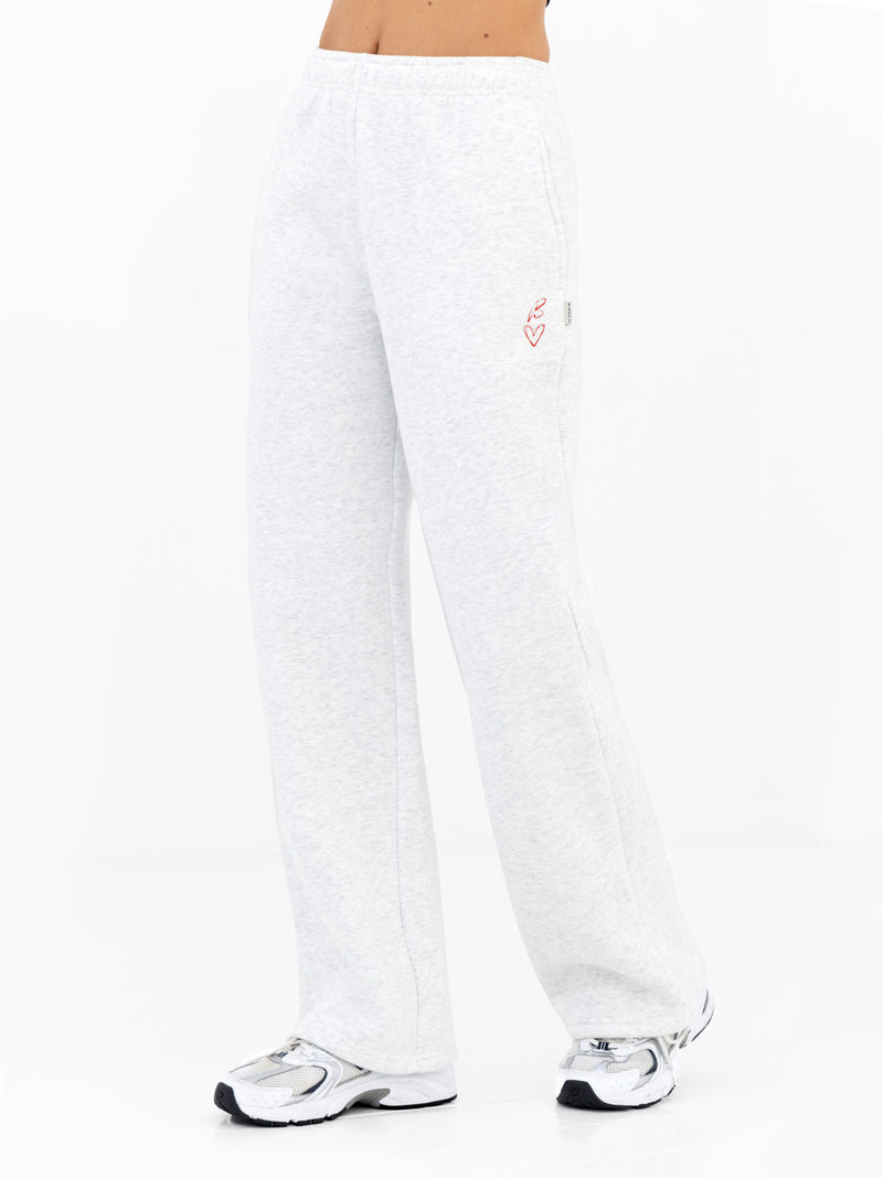 Esme Wide Leg Sweatpants - Marl White