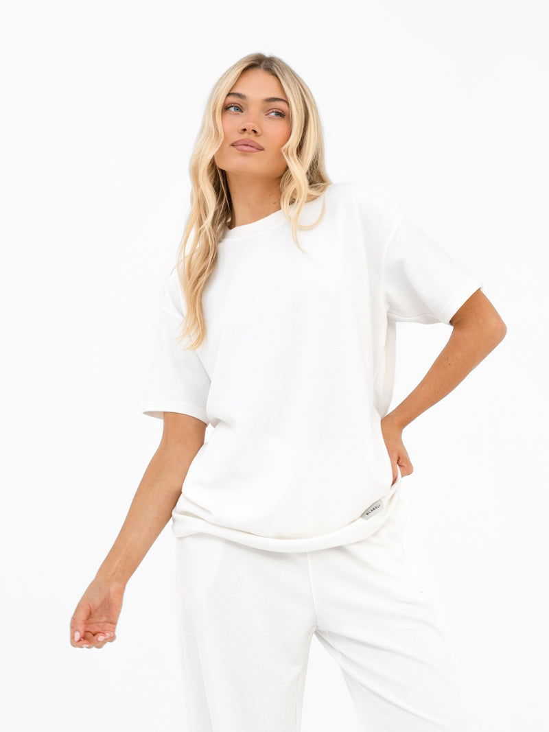 Soft Waffle Oversized T-Shirt - Off White