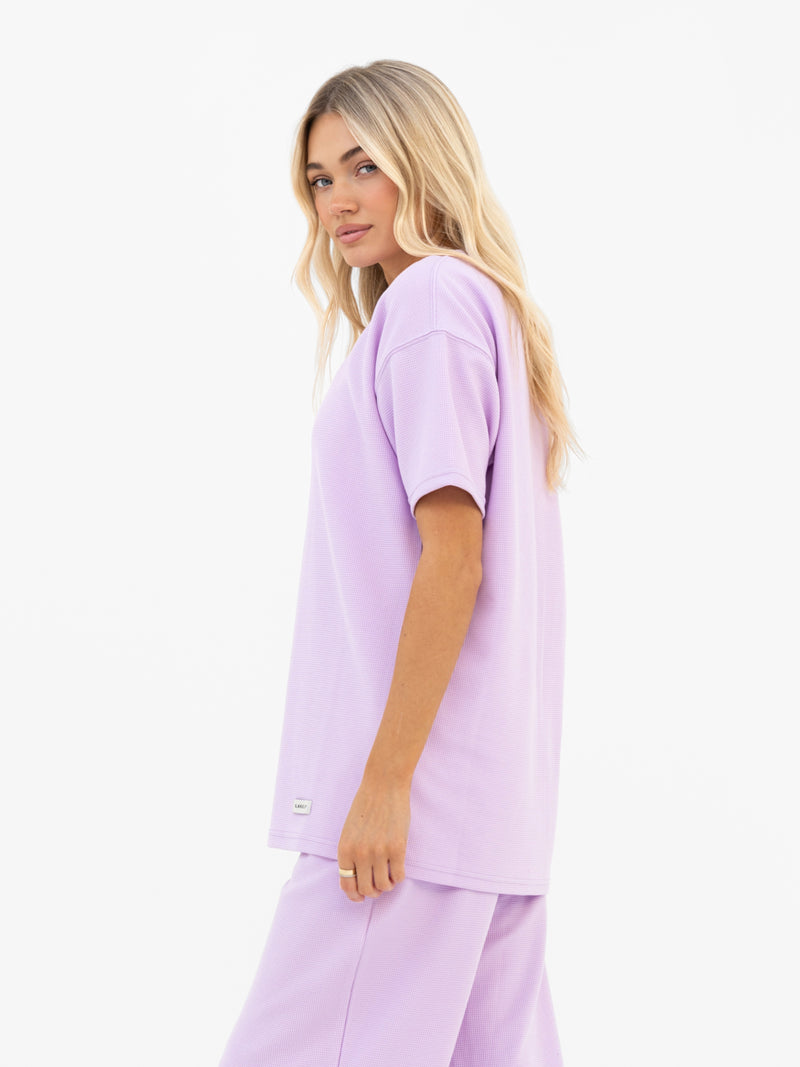 Soft Waffle Oversized T-Shirt - Purple