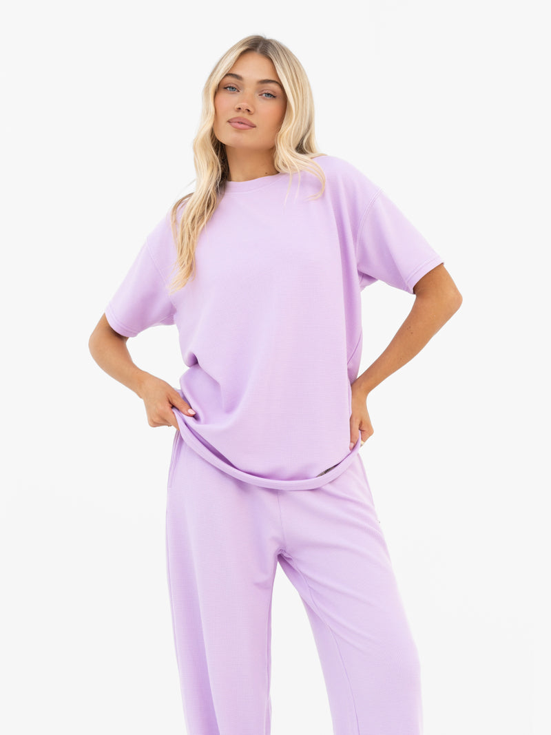 Soft Waffle Oversized T-Shirt - Purple