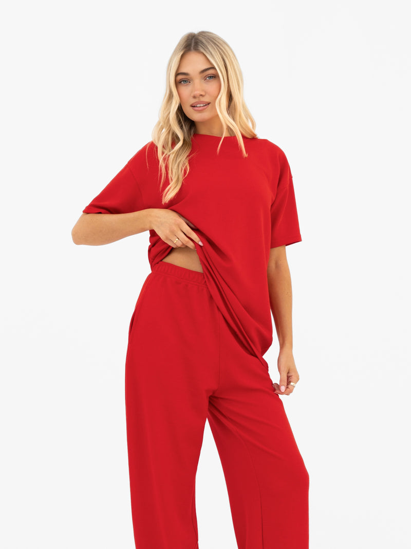Soft Waffle Oversized T-Shirt - Rot