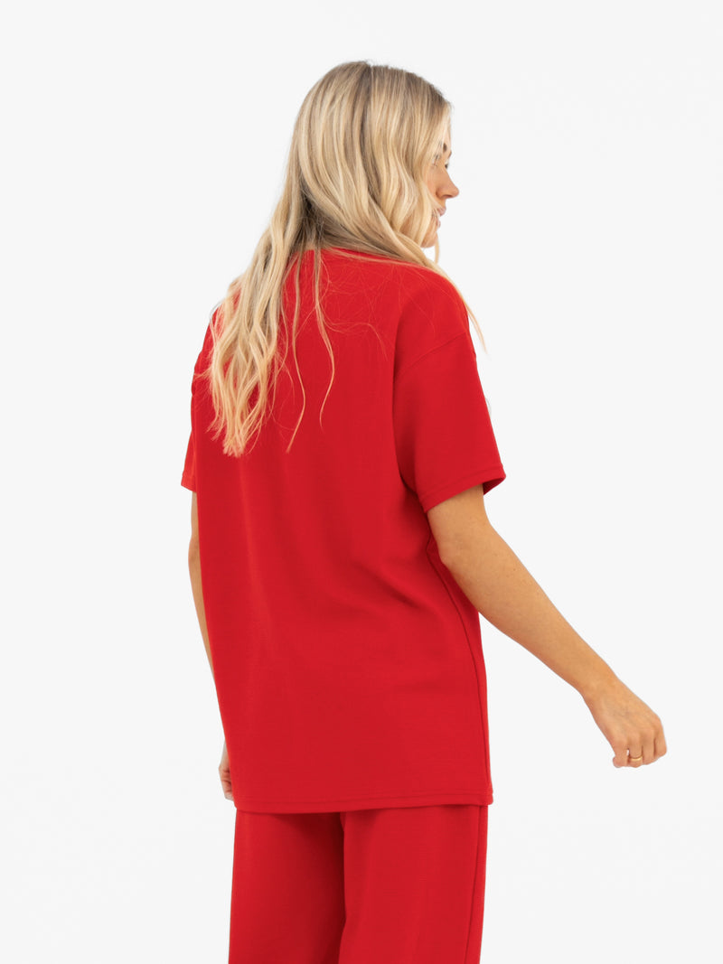 Soft Waffle Oversized T-Shirt - Rot