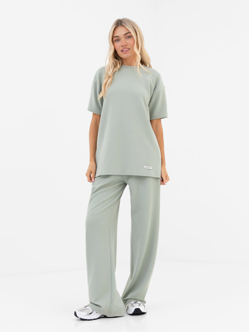 Soft Waffle Oversized T-Shirt - Sage Green