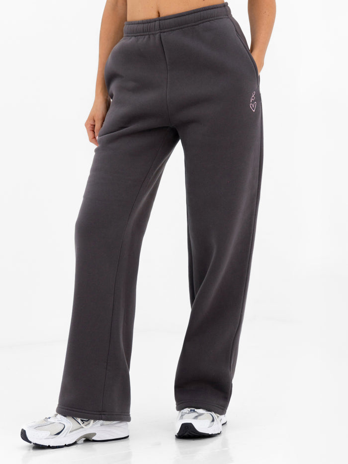 Esme Wide Leg Sweatpants - Charcoal