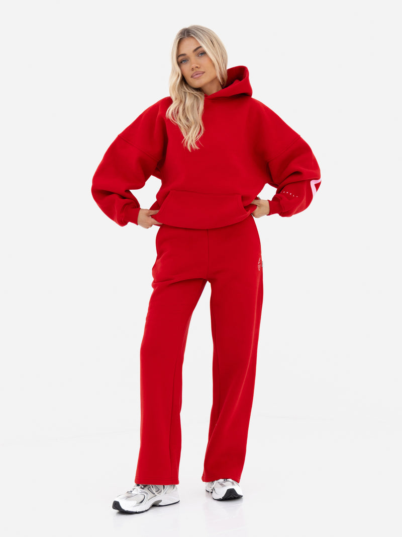 Esme Wide Leg Sweatpants - Hot Red