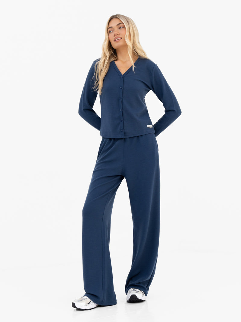 Soft Waffle Cardigan - Blue