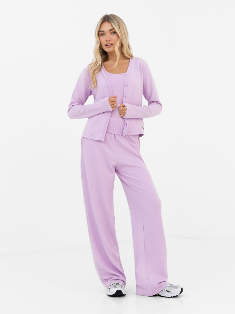 Soft Waffle Cardigan - Lila