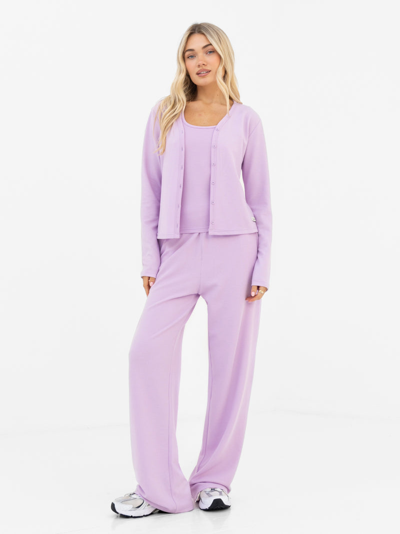 Soft Waffle Cardigan - Lila