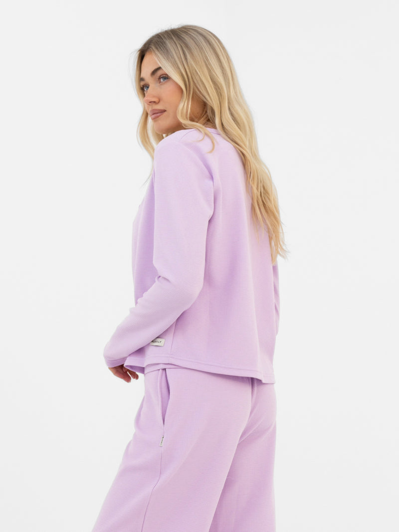 Soft Waffle Cardigan - Lila