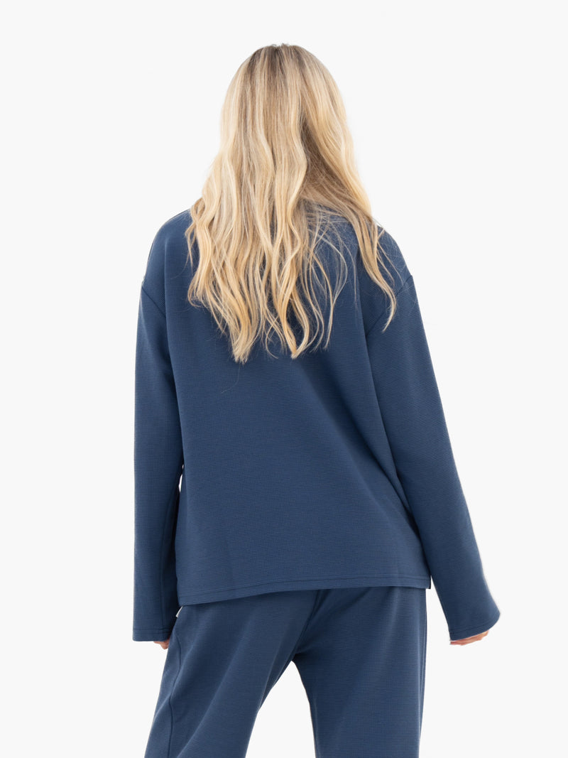 Soft Waffle Rugby Shirt - Blau