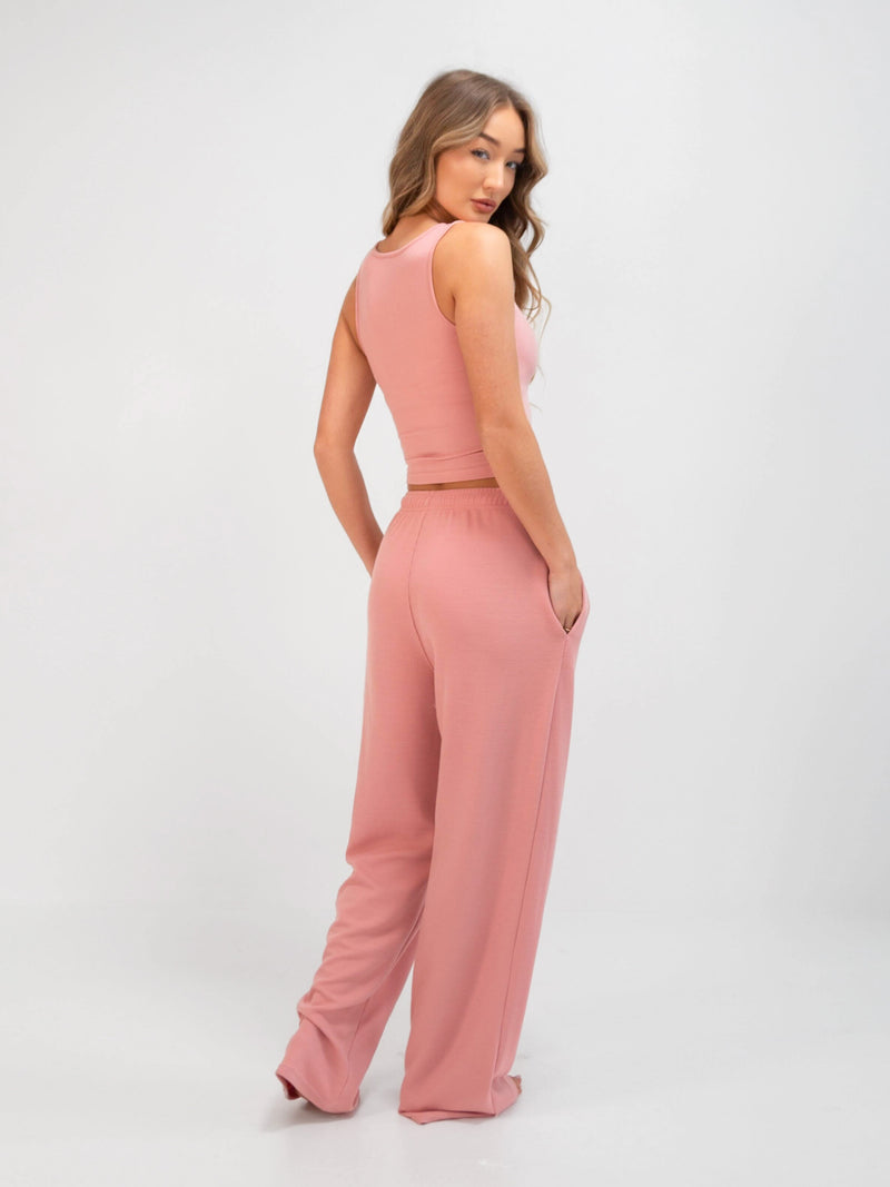 Soft Waffle Trousers - Rose Pink