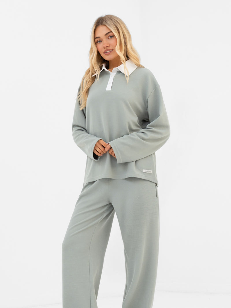 Soft Waffle Rugby Shirt - Salbeigrün