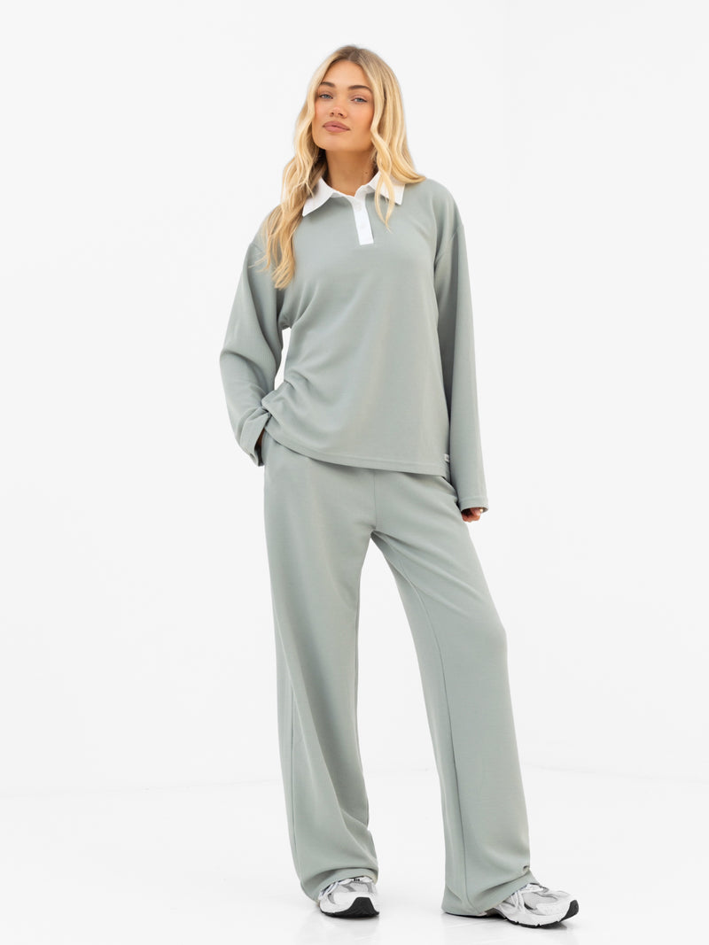 Soft Waffle Rugby Shirt - Salbeigrün