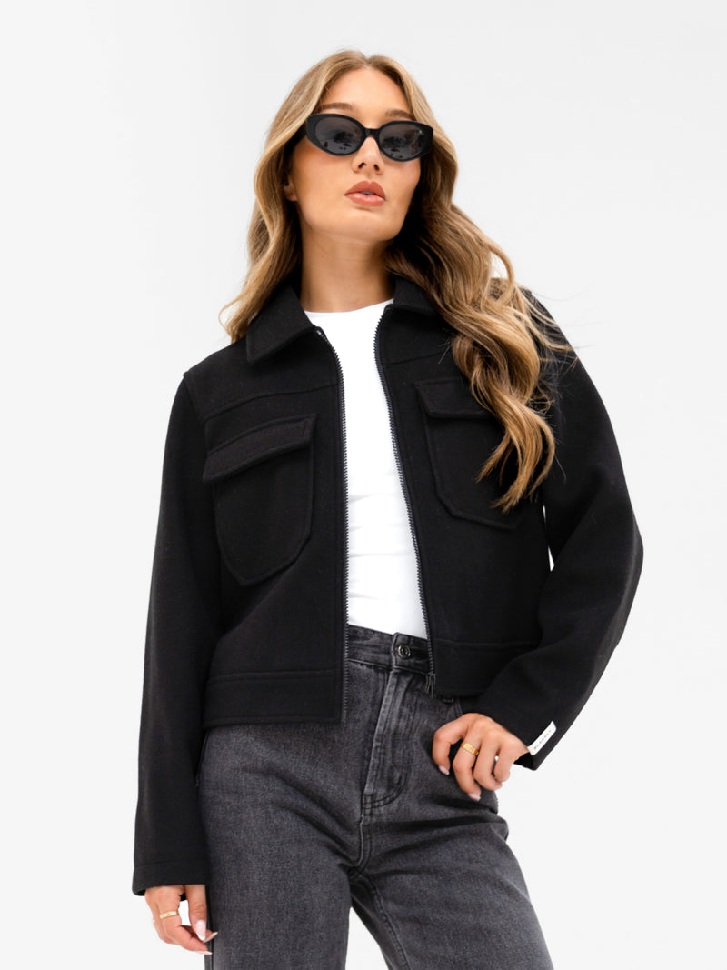 Ellie Zip Up Jacket - Schwarz