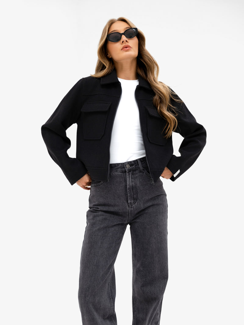 Ellie Zip Up Jacket - Schwarz