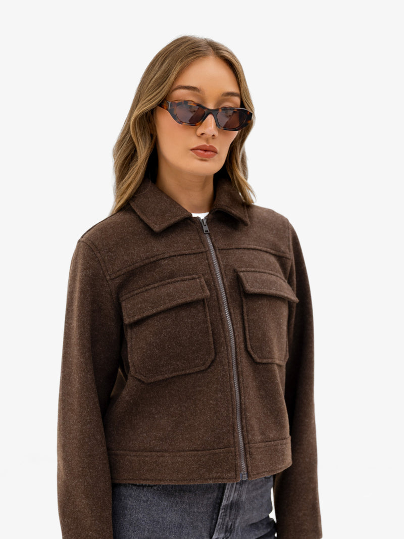 Ellie Zip Up Jacket - Braun