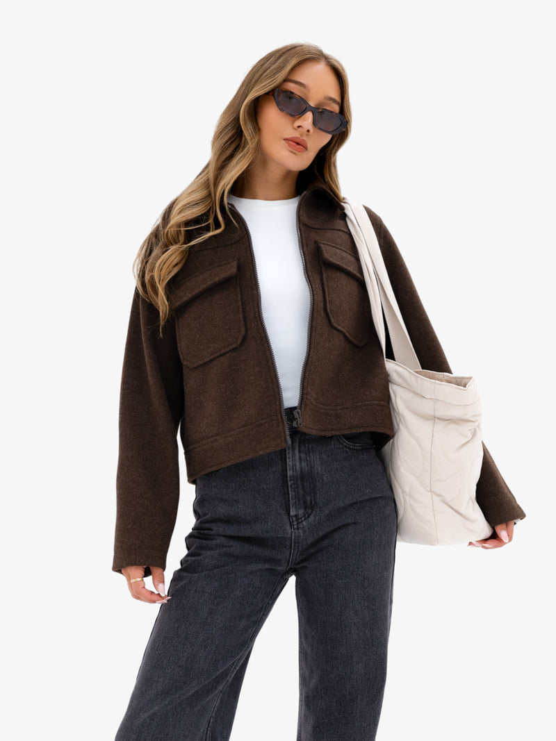 Ellie Zip Up Jacket - Braun