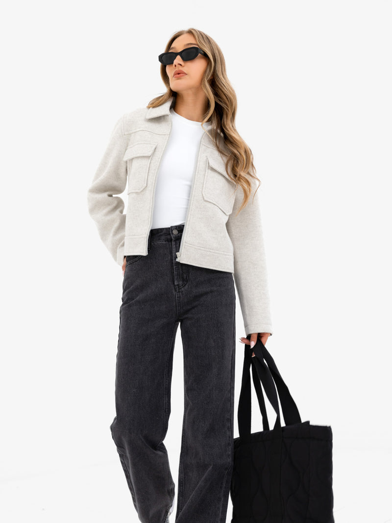 Ellie Zip Up Jacket - Stein