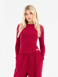 Ebony Long Sleeve Top - Tiefrot
