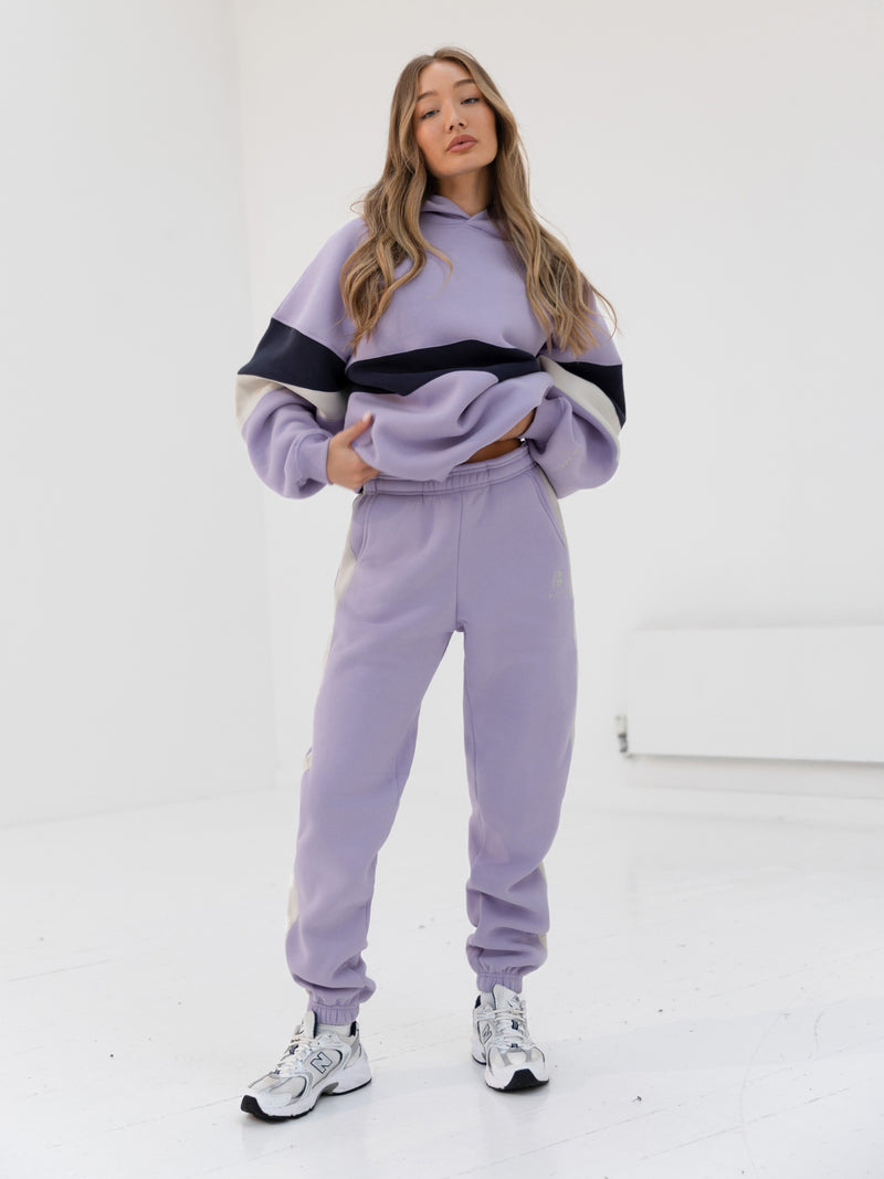 Panel Hoodie & Sweatpants Set - Violet