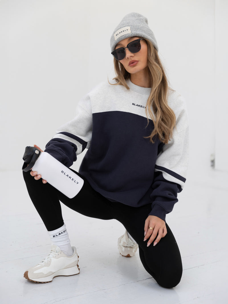 Curved Panel Oversized Jumper - True Navy