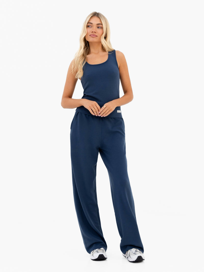 Soft Waffle Vest Top - Blue