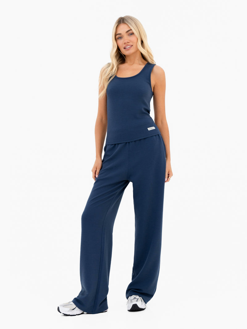 Soft Waffle Vest Top - Blue