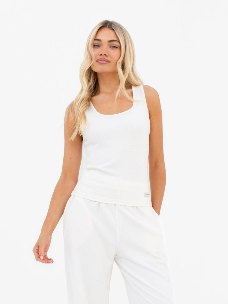 Soft Waffle Vest Top - Cremefarben