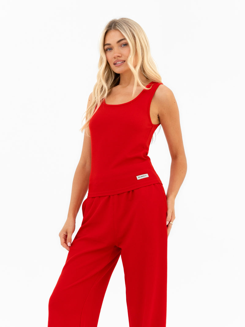 Soft Waffle Vest Top - Red