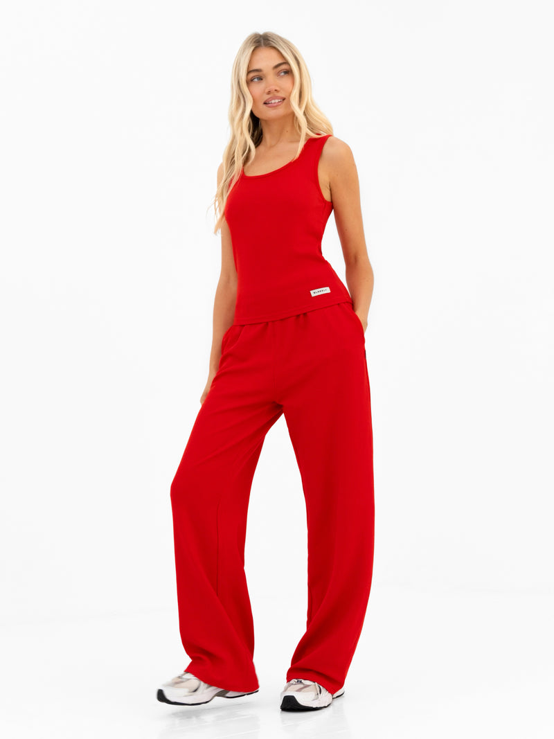 Soft Waffle Vest Top - Red