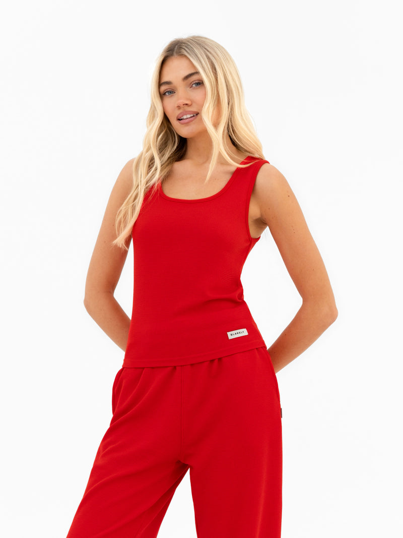 Soft Waffle Vest Top - Red