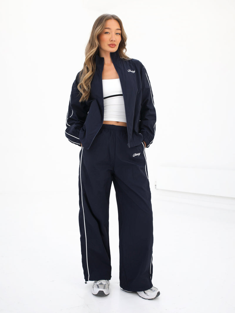 Off Duty Full Zip Jacket & Parachute Trousers Set - Navy