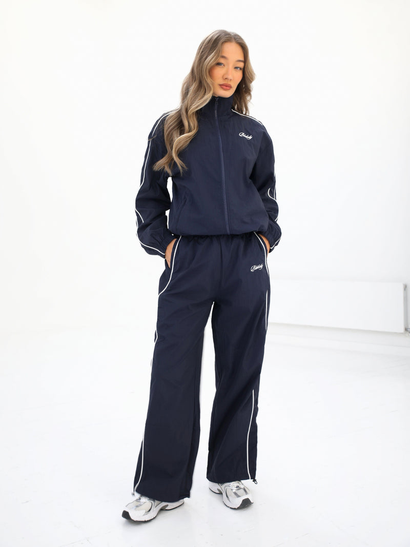 Off Duty Full Zip Jacket & Parachute Trousers Set - Navy