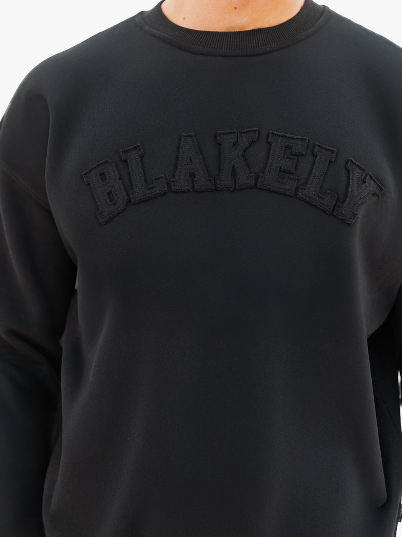 Tonal Varsity Relaxed Jumper - Black