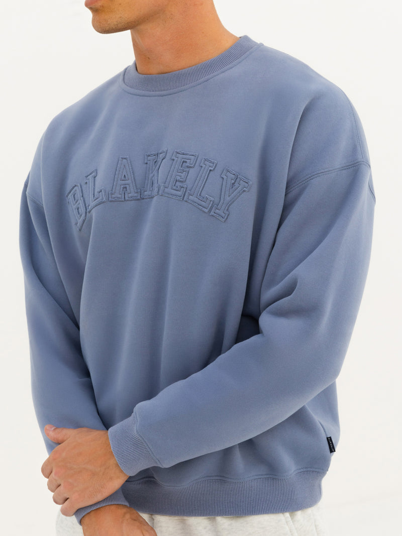 Tonal Varsity Relaxed Jumper - Granite Blue