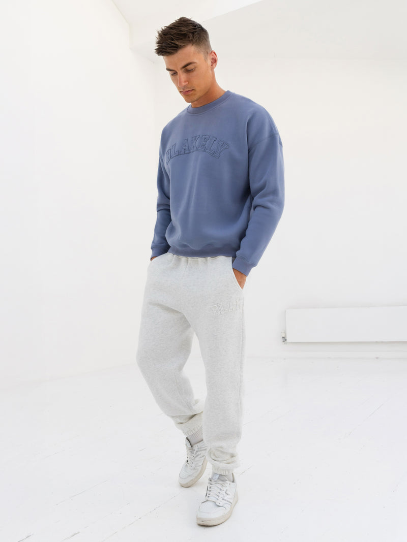Tonal Varsity Relaxed Jumper - Granite Blue