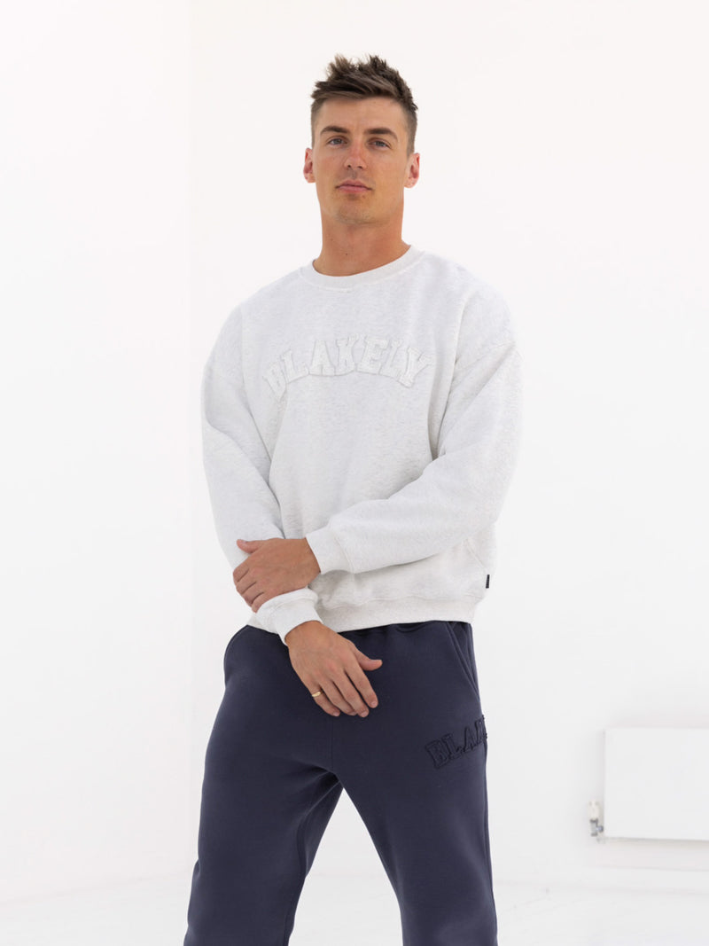 Tonal Varsity Relaxed Jumper - Marl White
