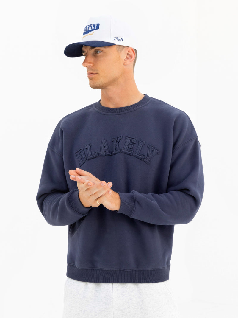 Tonal Varsity Relaxed Jumper - True Navy