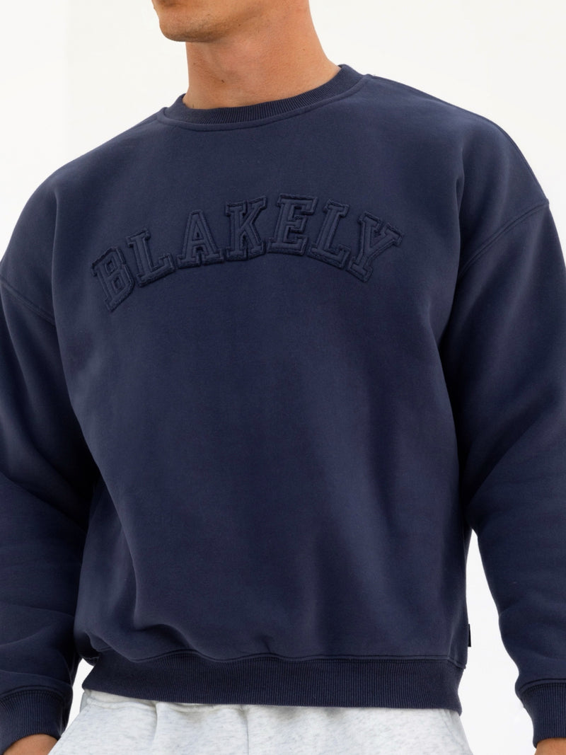 Tonal Varsity Relaxed Jumper - True Navy
