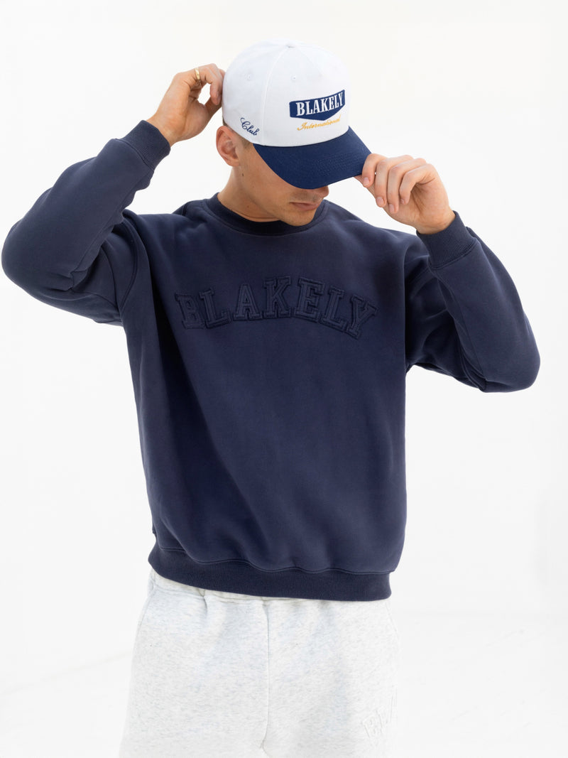 Tonal Varsity Relaxed Jumper - True Navy