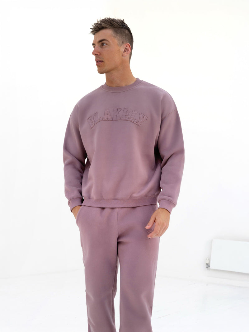 Tonal Varsity Relaxed Jumper - Soft Mauve