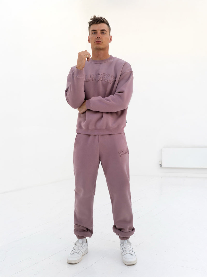 Tonal Varsity Relaxed Jumper - Soft Mauve