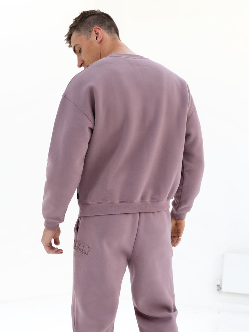 Tonal Varsity Relaxed Jumper - Soft Mauve